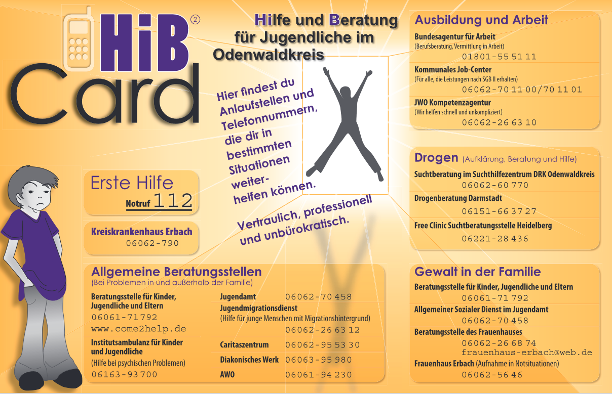 Abbildung HiB-Card Vorderseite (Netzwerk Übergang Schule-Beruf im Odenwaldkreis)